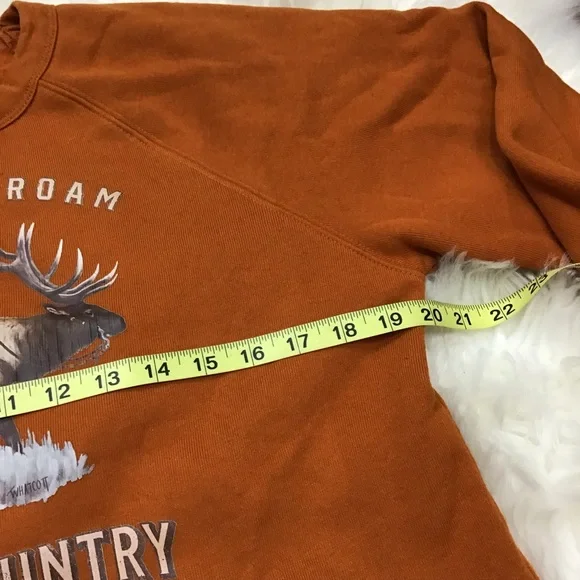 “Born to Roam" High Country Lifestyle Cowgirl Cute Cropped Sweatshirt Elk L - Picture 5 of 8